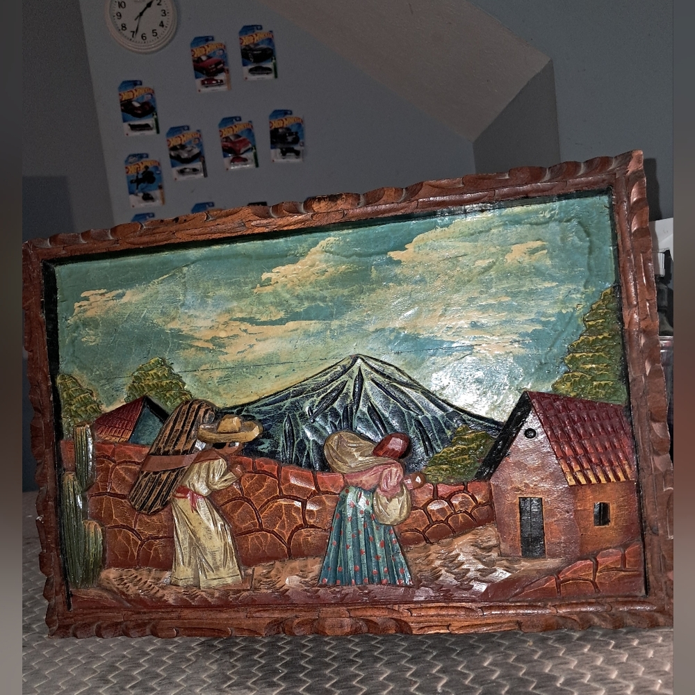 Mexican Folk Art Wood Painting